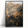 Large abstract wall art depicting autumnal hues on a framed acrylic print, suitable for modern living room decor.