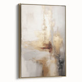 Winter landscape painting on framed canvas, featuring muted white and gray tones, ideal for bedroom wall art.