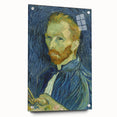 Acrylic print of a Van Gogh-inspired abstract painting in vibrant blue and yellow tones.