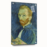 Acrylic print of a Van Gogh-inspired abstract painting in vibrant blue and yellow tones.
