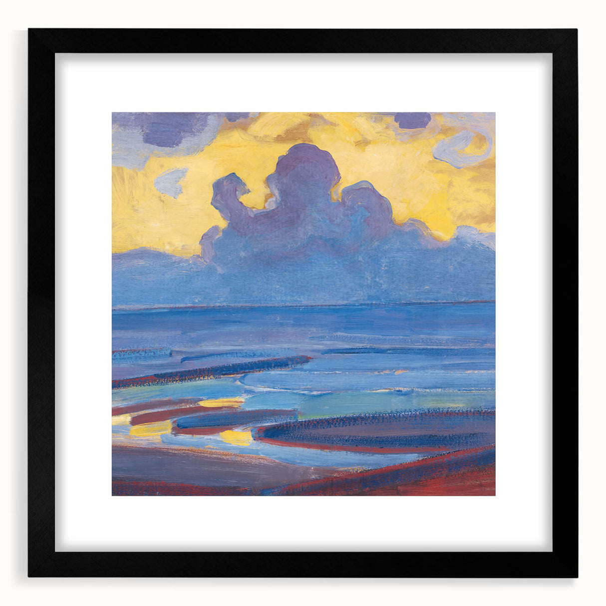 Modern Wall Art - Serene Seascape in Vibrant Blues and Yellows