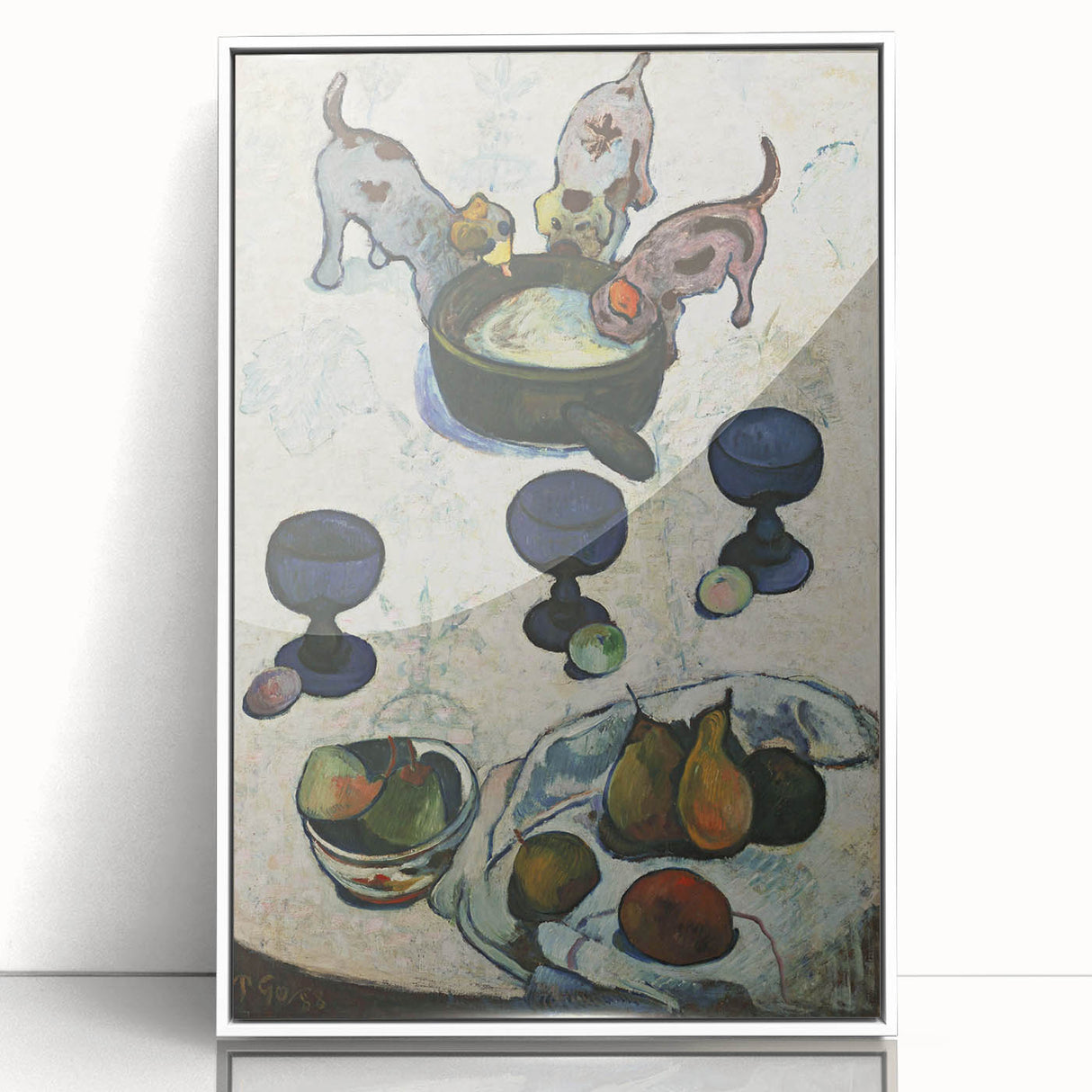Modern Wall Art - Vibrant Still Life with Abstract Playful Puppies
