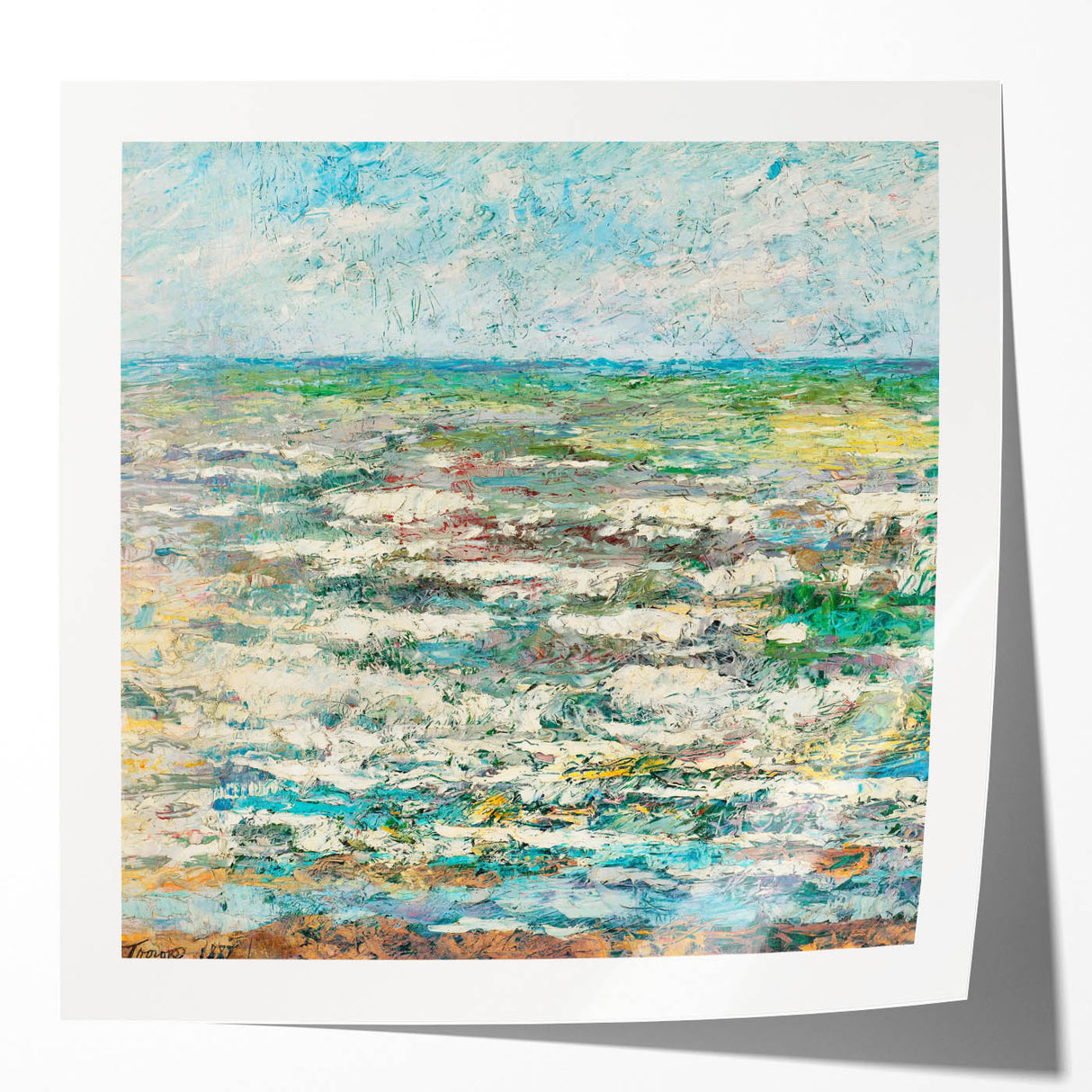 Modern Wall Art - Impressionist Seascape with Vibrant Textured Waves