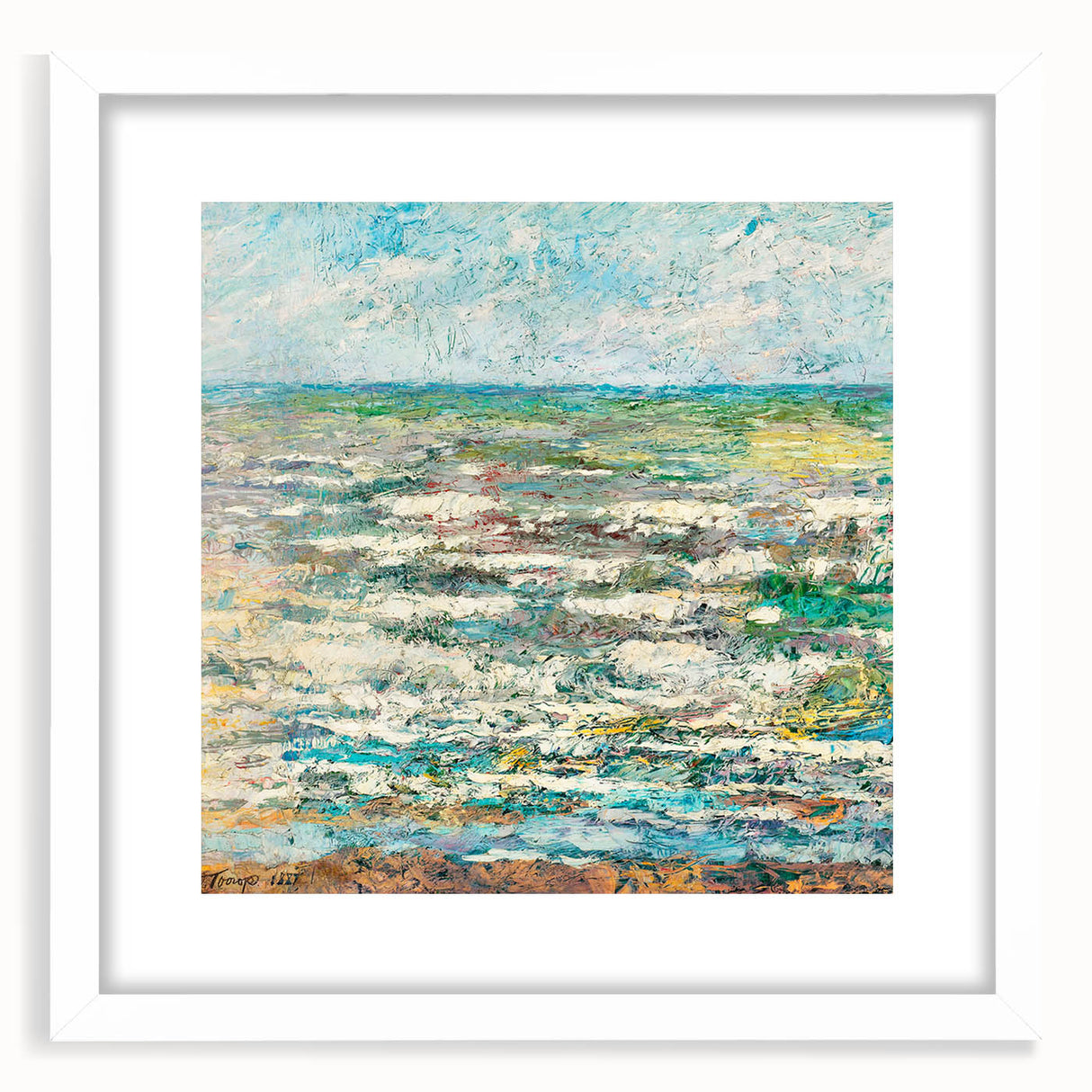 Modern Wall Art - Impressionist Seascape with Vibrant Textured Waves