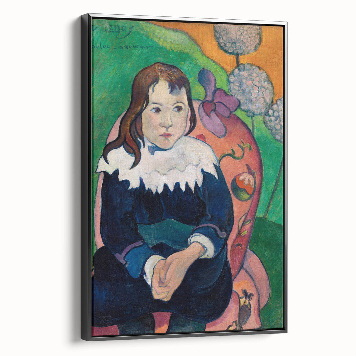 Modern Wall Art - Expressive Portrait with Vibrant Floral Details