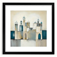 Abstract architectural wall art framed in black, showcasing geometric shapes and lines, perfect for modern decor. Ideal for enhancing contemporary living spaces.