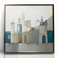 Framed abstract architecture wall art in black acrylic, showcasing geometric shapes and modern design elements, perfect for contemporary home decor.