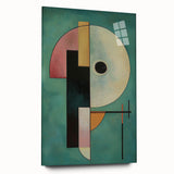 Abstract geometric acrylic glass art piece, showcasing vibrant colors and intricate designs, viewed from the side. Perfect for modern decor and artistic spaces.