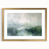 Abstract landscape wall art framed with a gold mat, showcasing vibrant colors and modern design, perfect for enhancing contemporary home decor.