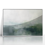 Framed acrylic wall art showcasing an abstract landscape design with vibrant colors, set against a sleek white background, perfect for modern home decor.