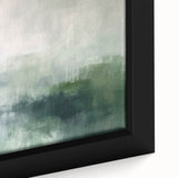 Close-up of a framed abstract landscape canvas art piece, showcasing vibrant colors and intricate textures, perfect for modern home decor.
