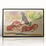 Vivid Expressionist Dogs in Landscape - Colorful Canvas Print
