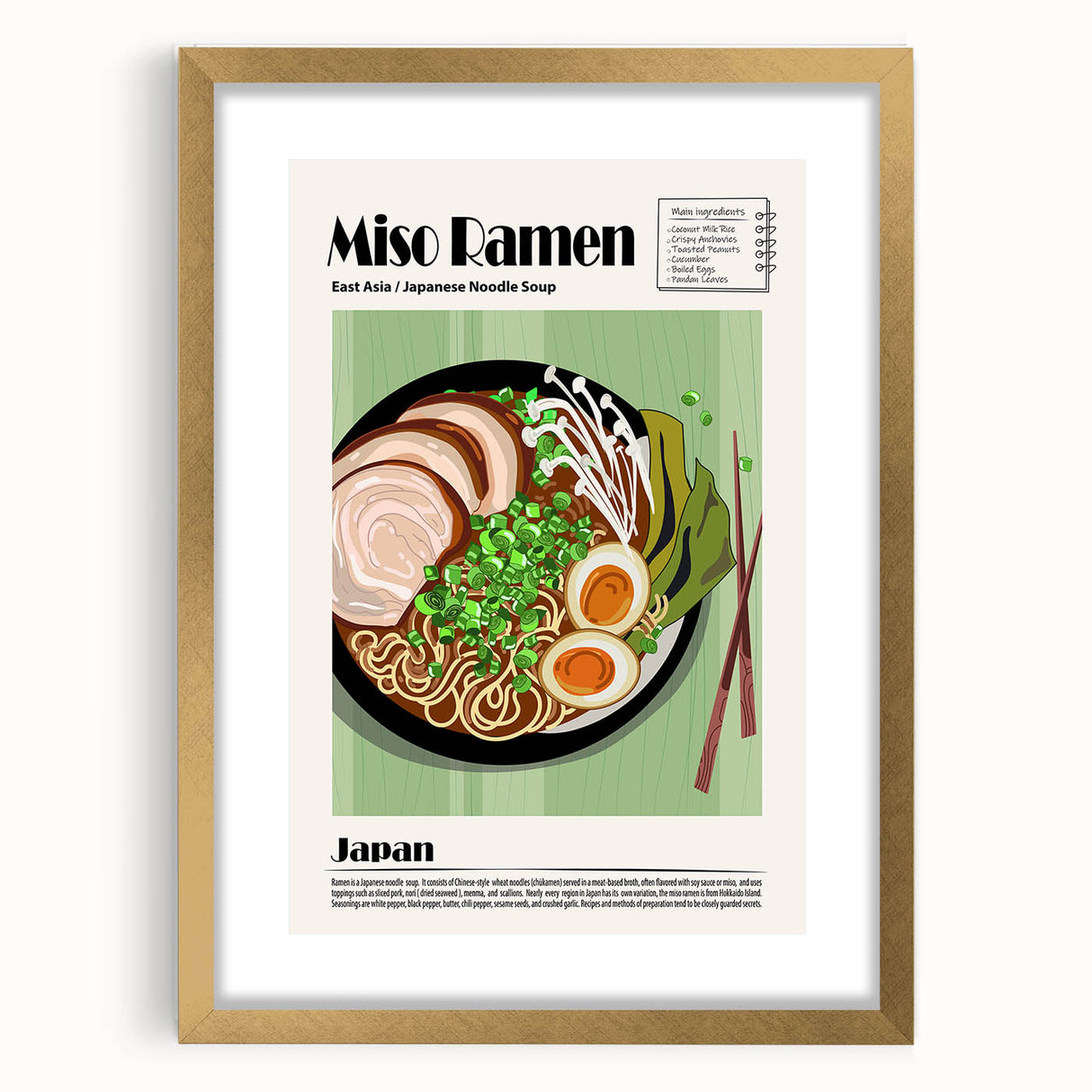 Extra large abstract art print featuring textured food dishes in earthy tones, framed in gold, ideal for living room decor.