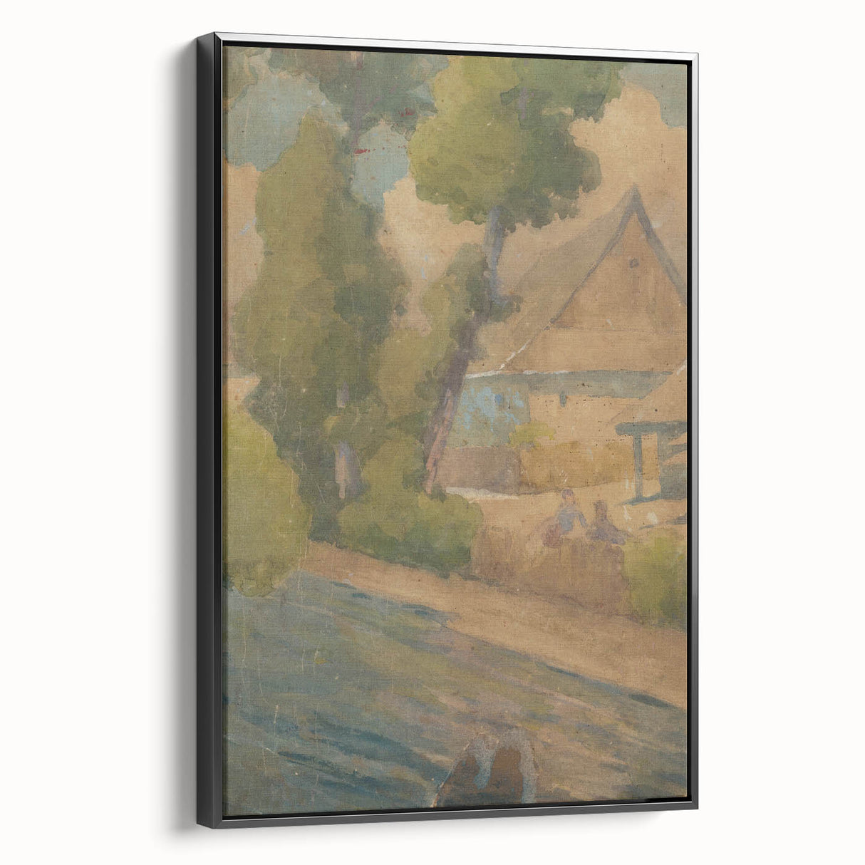 Lajos Csordák's By the Water - Rustic Impressionist Landscape Painting
