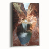 Framed canvas artwork showcasing a stunning landscape of canyons, featuring rich earthy tones and detailed textures, perfect for enhancing modern home decor.