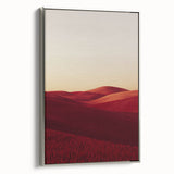 Framed canvas artwork showcasing a serene landscape of lush green fields, accented with a sleek silver frame, ideal for enhancing modern home decor.