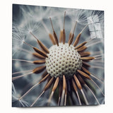 Large abstract floral acrylic print in vibrant blues and greens, ideal for dining room art in a mid-century modernist style.