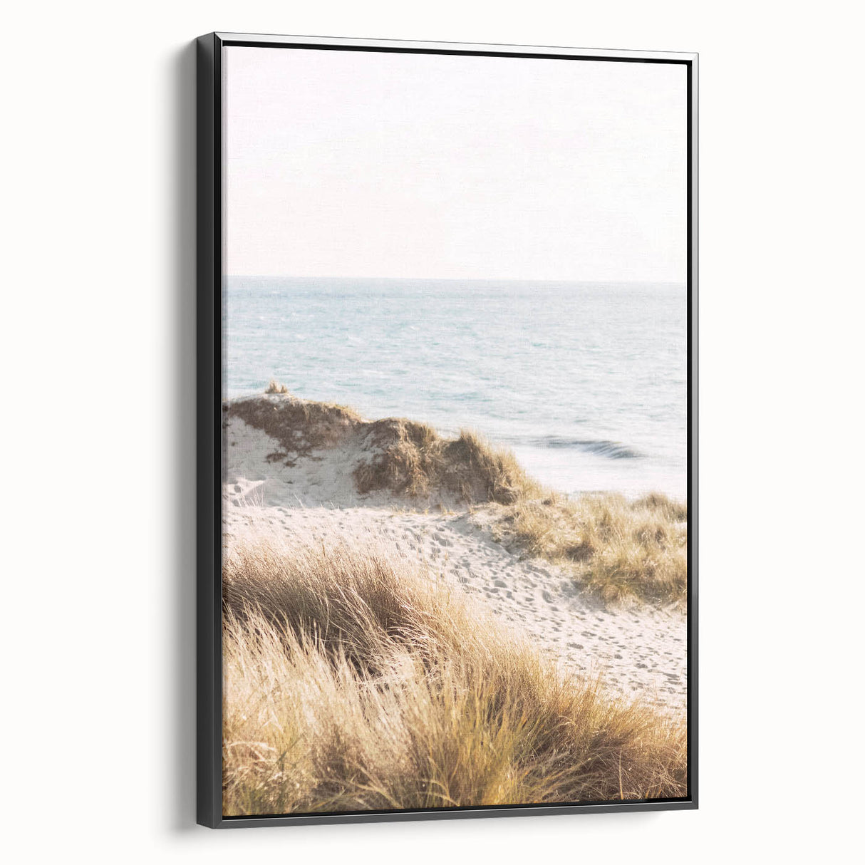 Black and white vintage poster art of a summer landscape on framed canvas, ideal for bedroom wall decor.