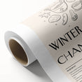 Art deco poster of a winter scene in muted blue tones on rolled canvas, suitable for nursery wall art.