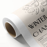 Art deco poster of a winter scene in muted blue tones on rolled canvas, suitable for nursery wall art.
