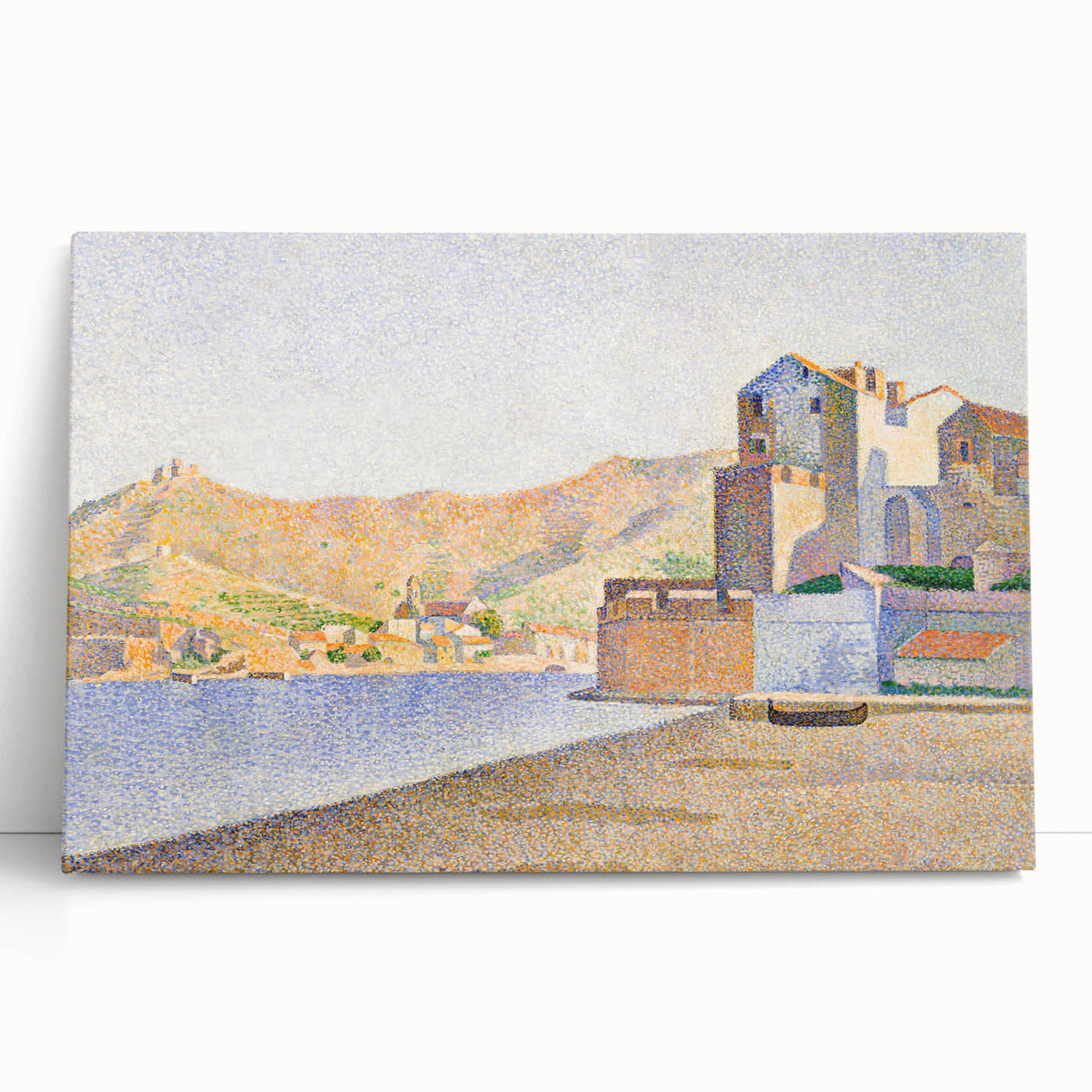 Modern Wall Art - Serene Pointillist Landscape of Coastal Town