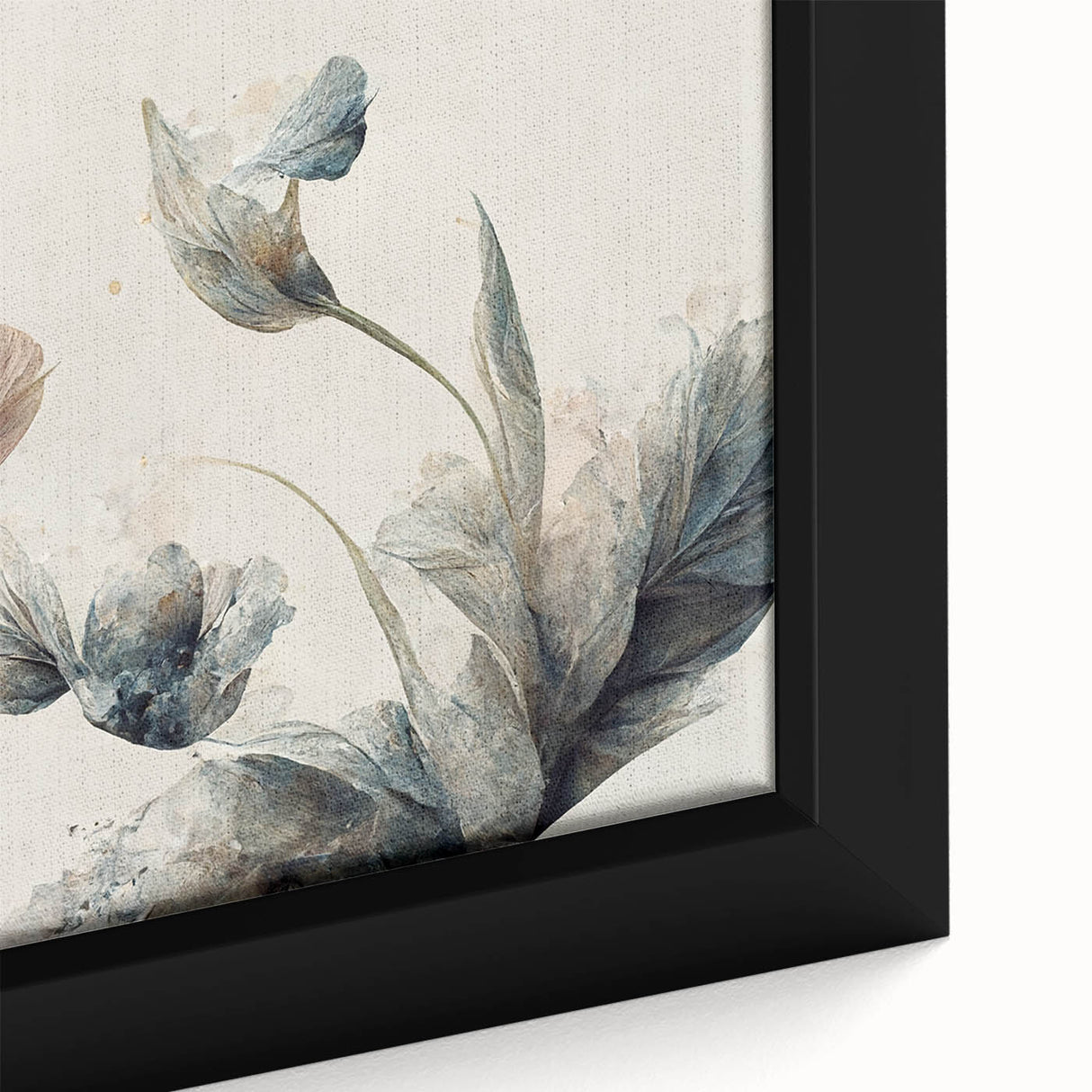 Soft Peach & Blue Floral Harmony - Elegant Living Room Wall Art