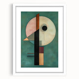 Abstract geometric frame design in a clean white mat, showcasing a modern artistic composition with sharp angles and soft colors, perfect for contemporary decor.
