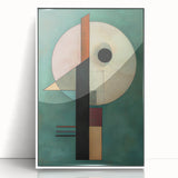 Framed abstract geometric art piece with a white acrylic front, showcasing intricate shapes and lines in a modern design, perfect for contemporary home decor.