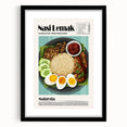 Extra large framed abstract art print featuring colorful, textured depictions of various food dishes.