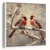 Christmas Acrylic Prints - Pair of Cardinals Winter Scene Wall Art