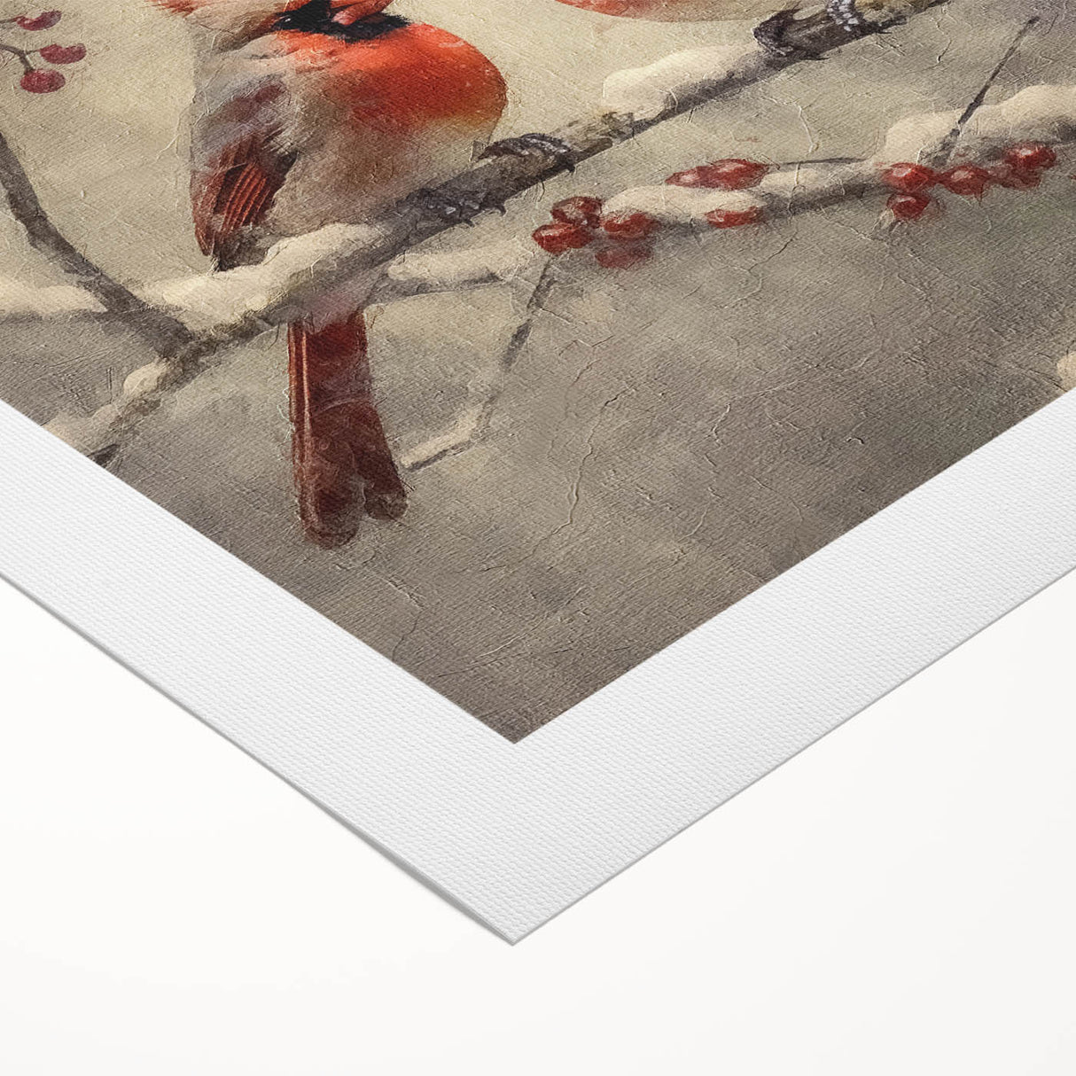 Christmas Acrylic Prints - Pair of Cardinals Winter Scene Wall Art
