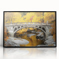 Framed acrylic artwork of a landscape bridge, showcasing vibrant colors and intricate details against a black frame, perfect for enhancing modern home decor.