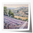 Landscape wall art showcasing a serene countryside scene with rolling hills and lush greenery, presented in a glossy finish, perfect for home decor.