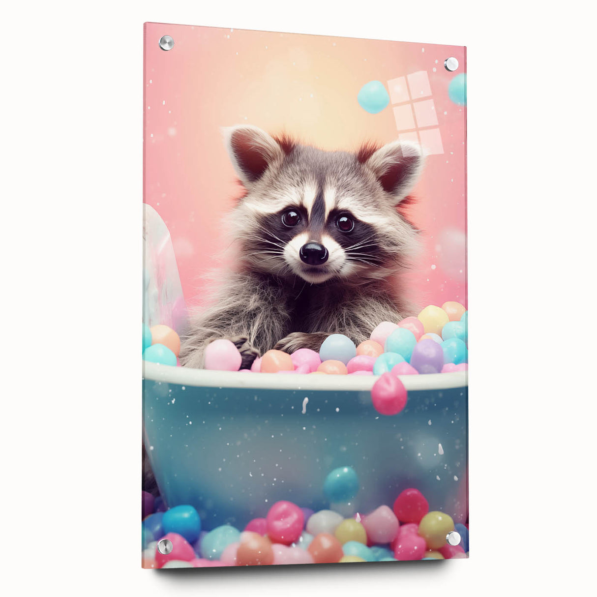 Colorful Raccoon Bathroom Wall Art - Fun and Vibrant Bathroom Decor
