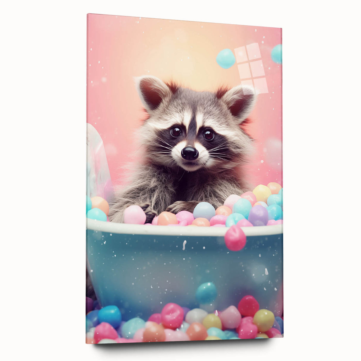 Colorful Raccoon Bathroom Wall Art - Fun and Vibrant Bathroom Decor