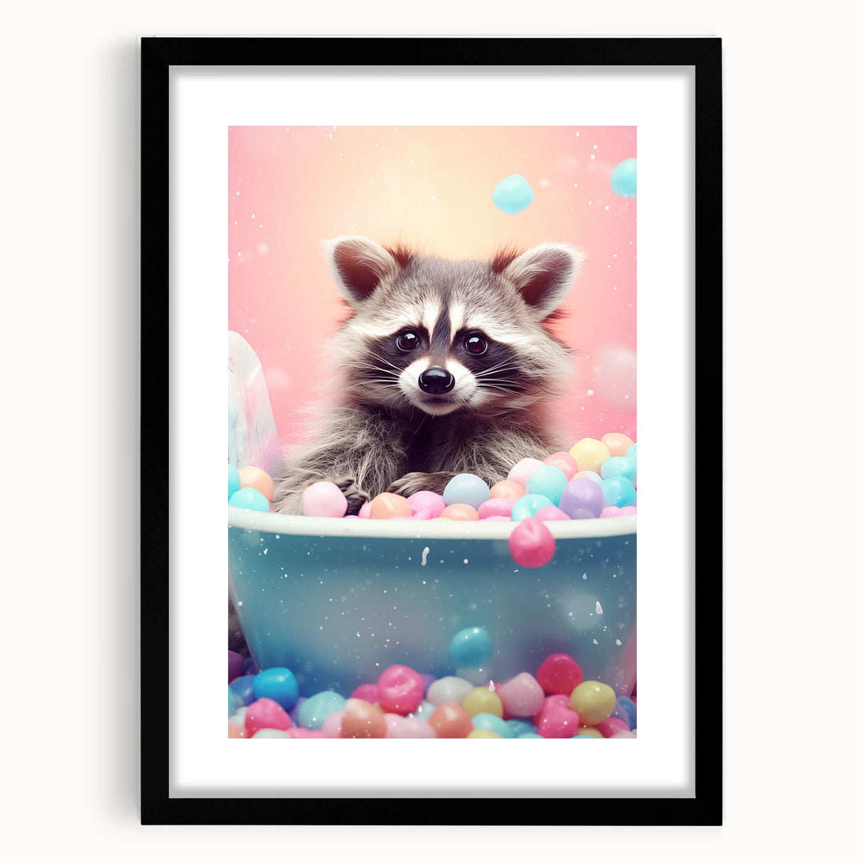 Colorful Raccoon Bathroom Wall Art - Fun and Vibrant Bathroom Decor