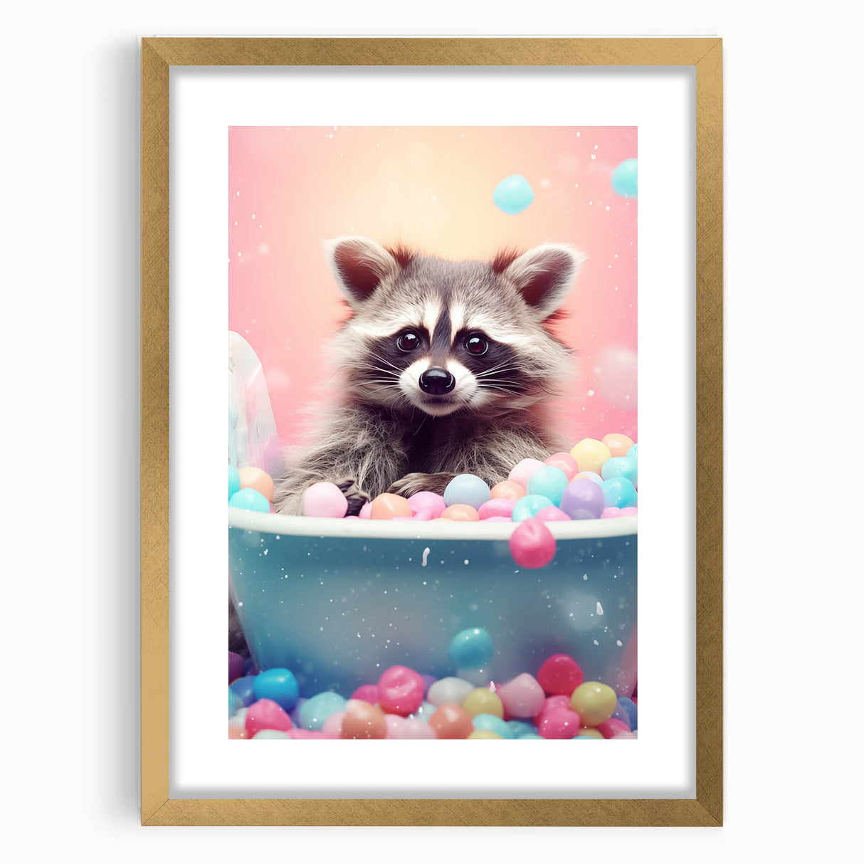 Colorful Raccoon Bathroom Wall Art - Fun and Vibrant Bathroom Decor