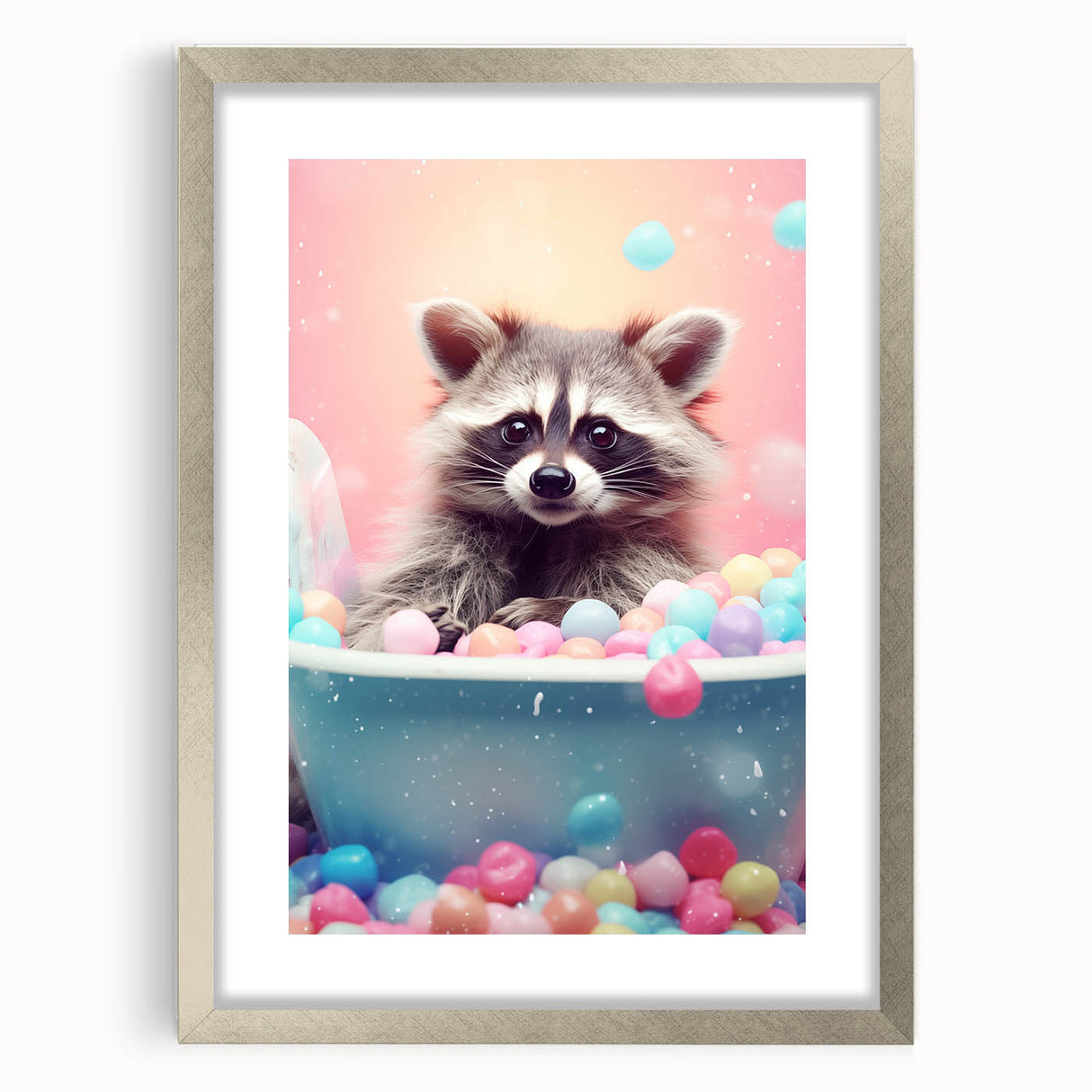 Colorful Raccoon Bathroom Wall Art - Fun and Vibrant Bathroom Decor