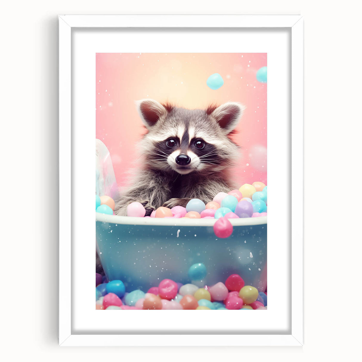 Colorful Raccoon Bathroom Wall Art - Fun and Vibrant Bathroom Decor