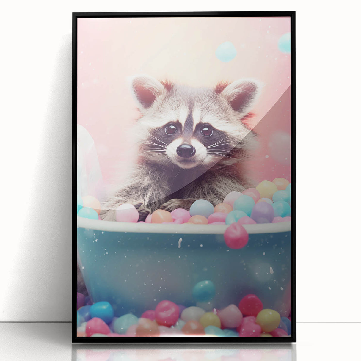 Colorful Raccoon Bathroom Wall Art - Fun and Vibrant Bathroom Decor
