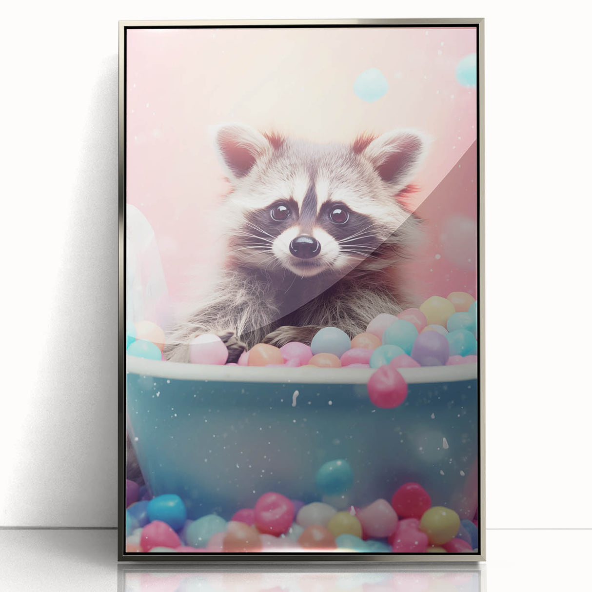 Colorful Raccoon Bathroom Wall Art - Fun and Vibrant Bathroom Decor