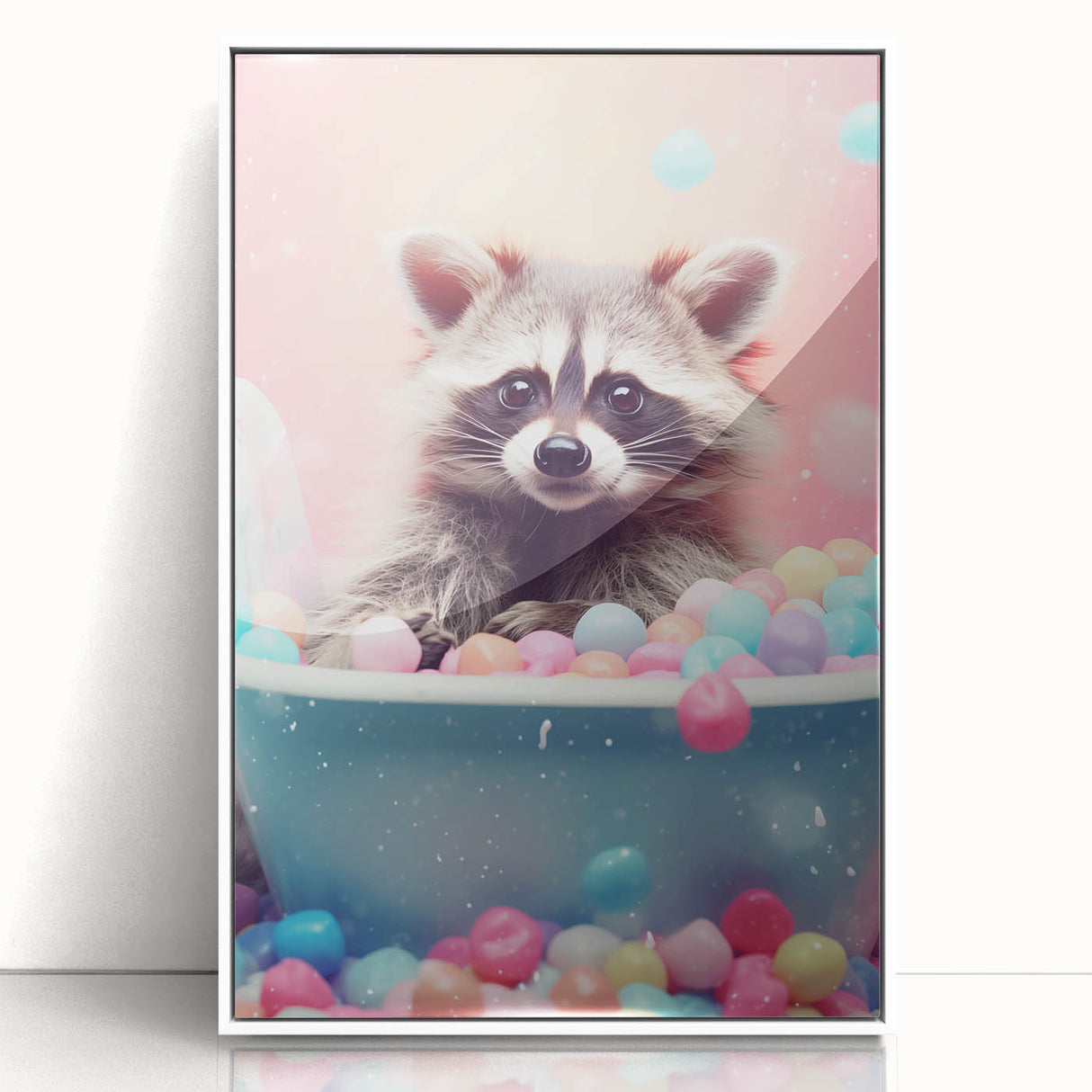 Colorful Raccoon Bathroom Wall Art - Fun and Vibrant Bathroom Decor