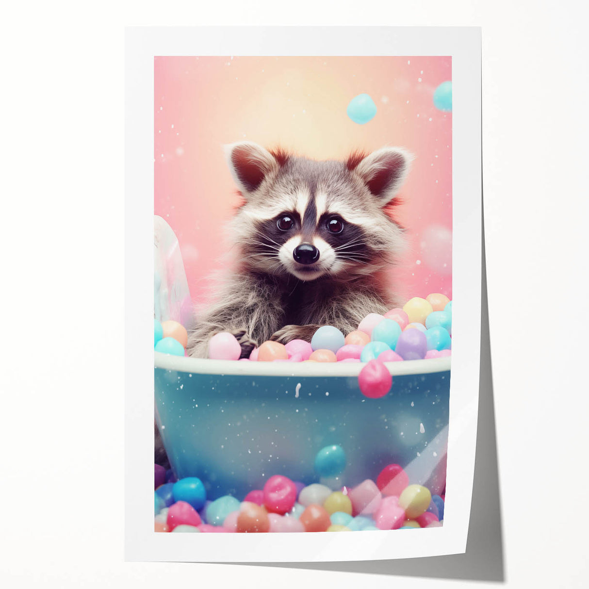 Colorful Raccoon Bathroom Wall Art - Fun and Vibrant Bathroom Decor
