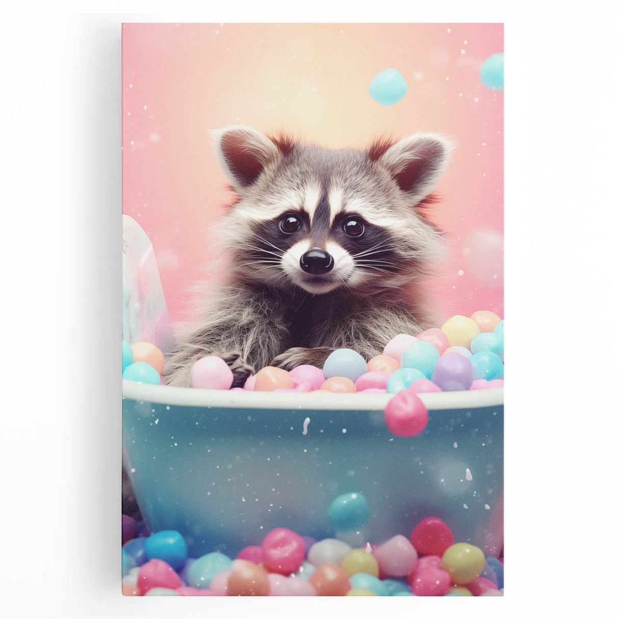 Colorful Raccoon Bathroom Wall Art - Fun and Vibrant Bathroom Decor
