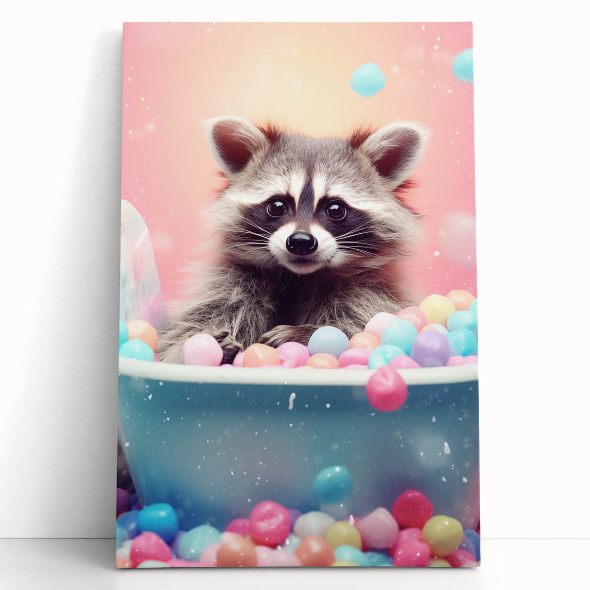 Colorful Raccoon Bathroom Wall Art - Fun and Vibrant Bathroom Decor