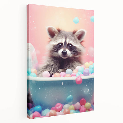 Colorful Raccoon Bathroom Wall Art - Fun and Vibrant Bathroom Decor