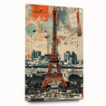 Acrylic print of Paris scenery with muted blue and gray tones, ideal for dining room decor.