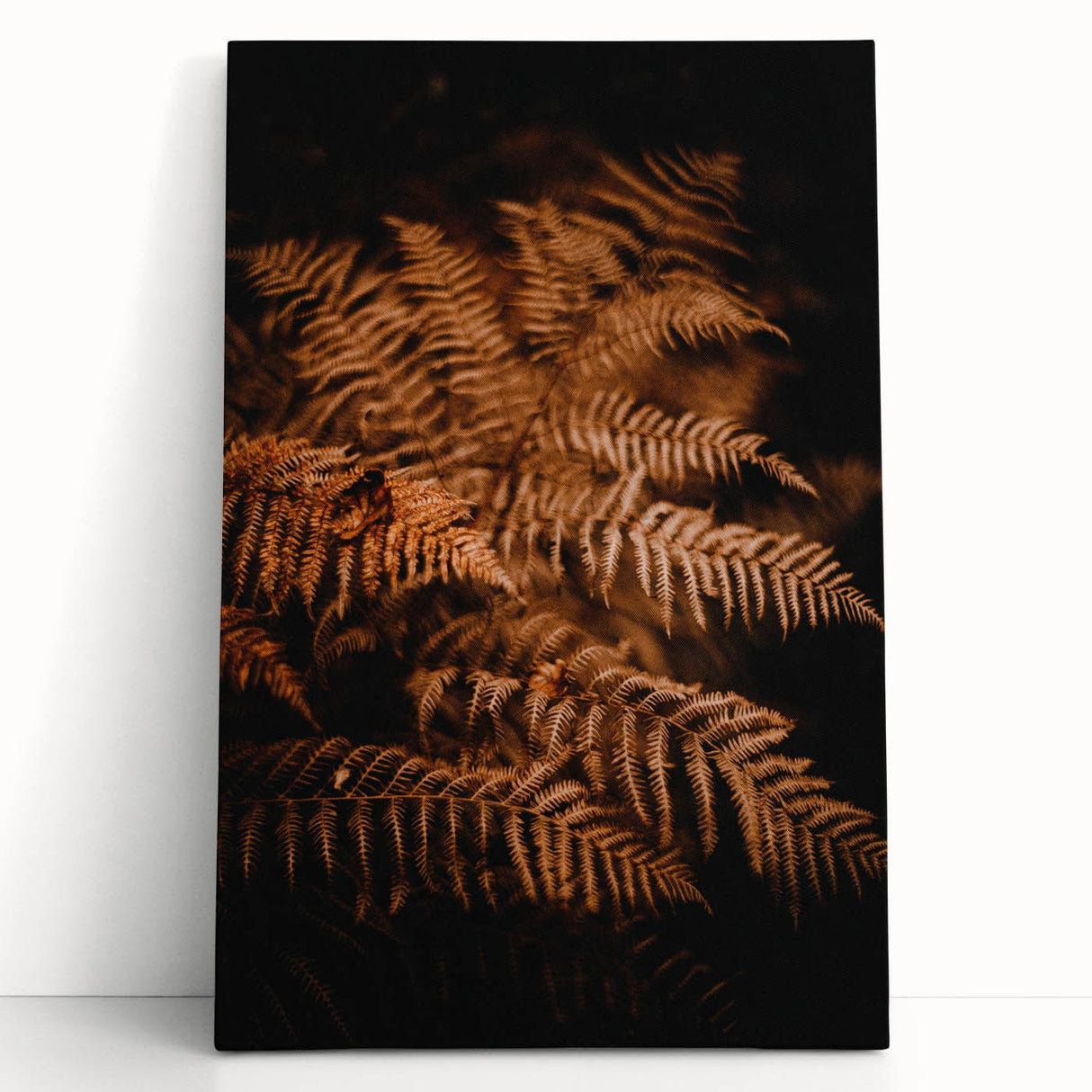 Black and white stretched canvas depicting a minimalist fall tree scene, ideal for kitchen wall art.