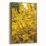 Framed canvas depicting a vintage-style landscape with lush greenery and spring motifs, ideal for bedroom wall art.