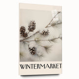 Large abstract wall art depicting a winter scene in muted blue and white tones on acrylic glass.